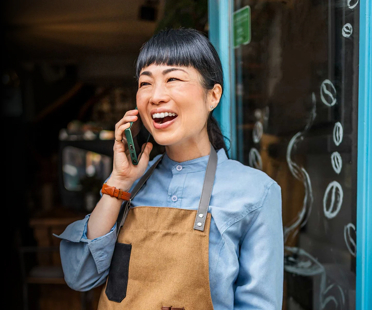 Business owner on a call